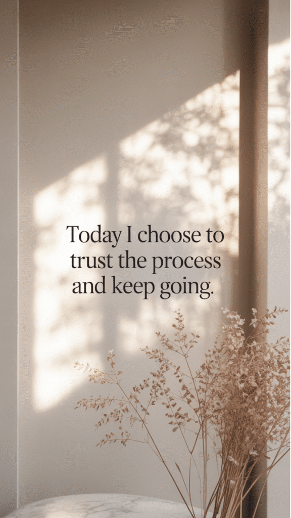 Stylish Phone Wallpapers with Daily Affirmations for Confidence: Today I choose to trust the process and keep going.